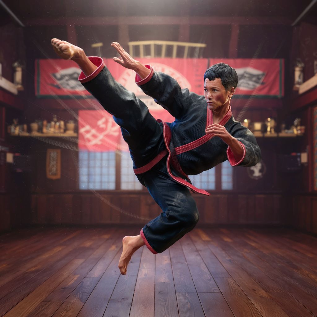 performing_martial_arts_illustration_3d_render